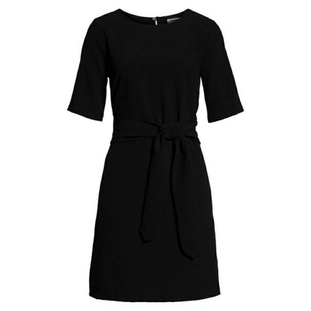 NWT Chelsea28 Casual Short Tie Waist Shift Black Mini Dress - Size Small